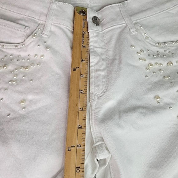 NWT Women’s White Denim with Pearls  Boyfriend Slim Straight-Leg Jeans - Picture 16 of 16